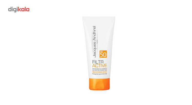 کرم ضد آفتاب بدون رنگ ژاک آندرل پاریس مدل FILTR ACTIVE SPF 50 مناسب پوست های خشک و معمولی حجم 50 میلی لیتر