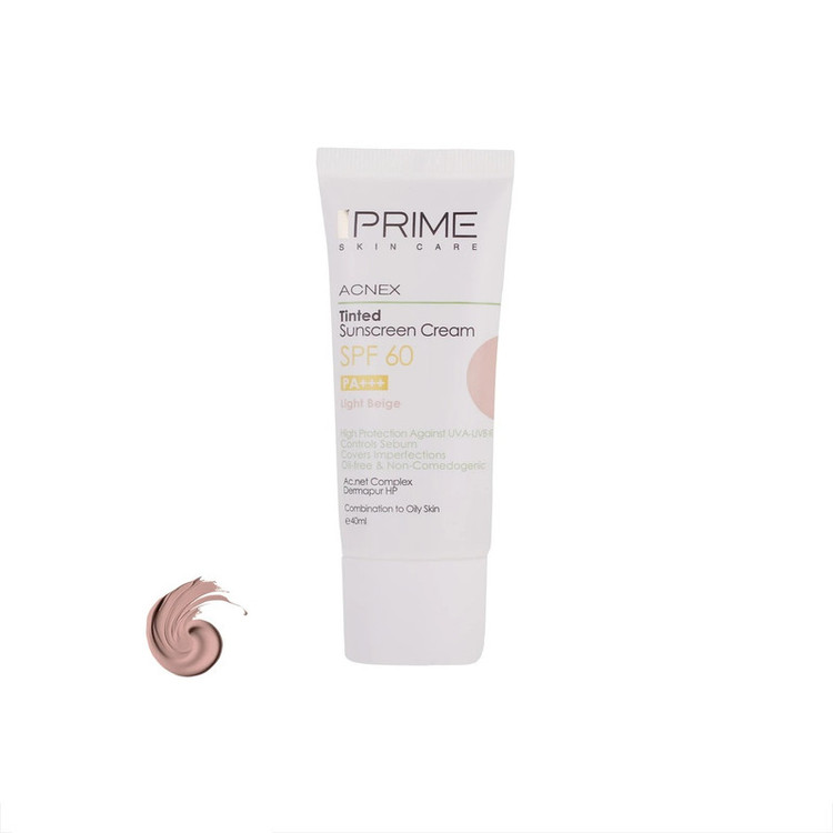 کرم ضد آفتاب رنگی پرایم SPF 60 مدل 010rosh محافظ UVA ،UVB و PA+++،مناسب برای انواع پوست حجم 50 میلیلیتر