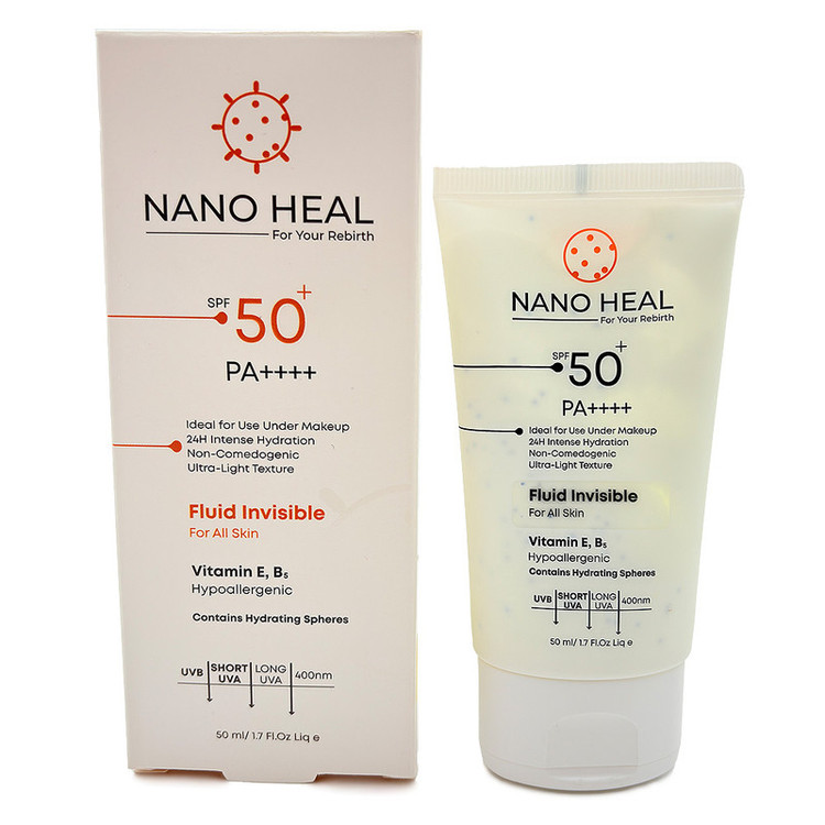 فلوئید ضد آفتاب نانوهیل SPF 50 مدل 001 محافظ UVA ،UVB مناسب برای انواع پوست حجم 50 میلیلیتر