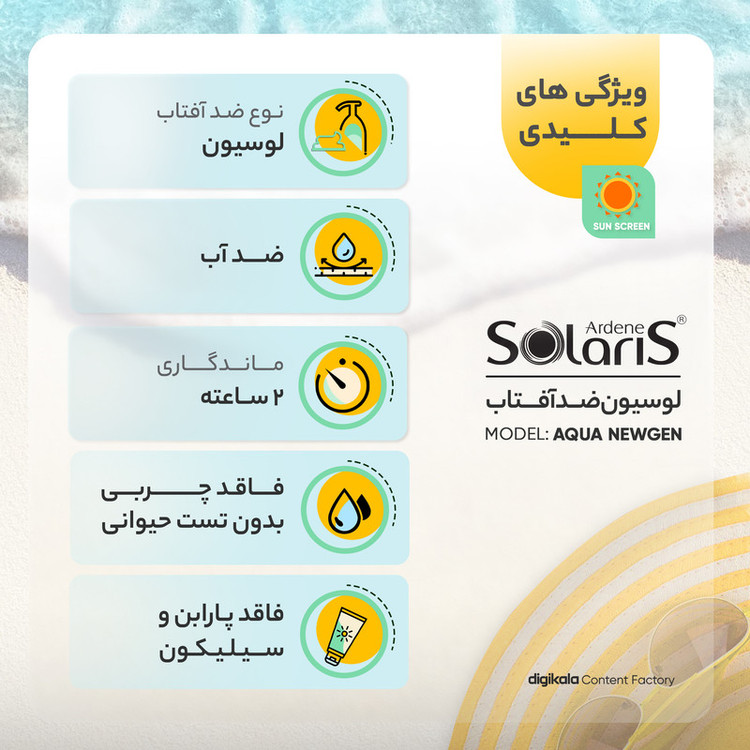 لوسیون ضدآفتاب آردن سولاریس مدل AQUA NEWGEN، حجم 100 میلیلیتر