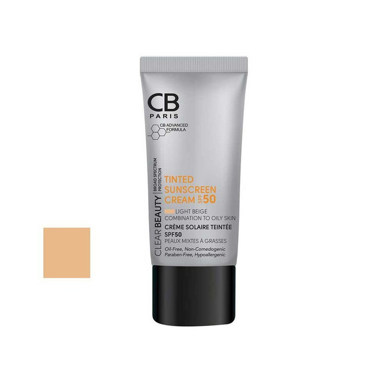 کرم ضد آفتاب رنگی سی بی پاریس SPF 50 مدل 01 مناسب پوست های مختلط و چرب حجم 40 میلیلیتر