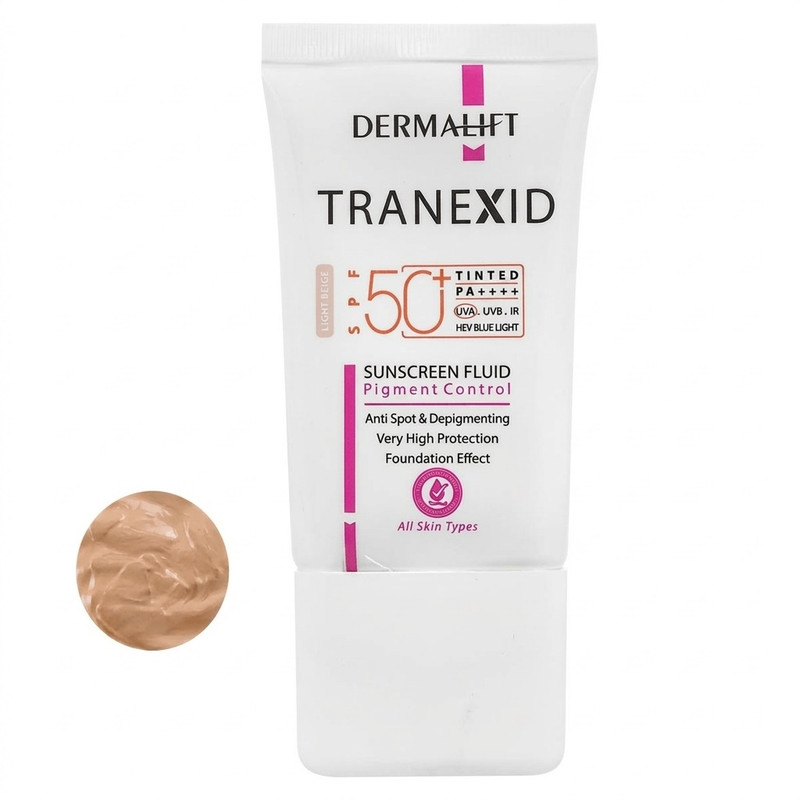 کرم ضد آفتاب ضد لک رنگی صورت درمالیفت Spf 50   مدل ترنکسید محافظ uvb uva  مناسب انواع پوست حجم 50 میلی لیتر