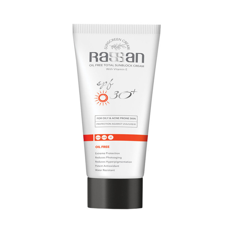 کرم ضد آفتاب بدون رنگ راسن SPF 30 مدل potent مناسب پوستهای چرب حجم 40 میلیلیتر