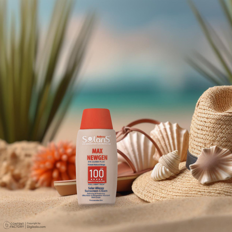 کرم ضدآفتاب رنگی آردن سولاریس SPF100 مدل Max Newgen، مناسب پوستهای حساس، حجم 100 میلیلیتر