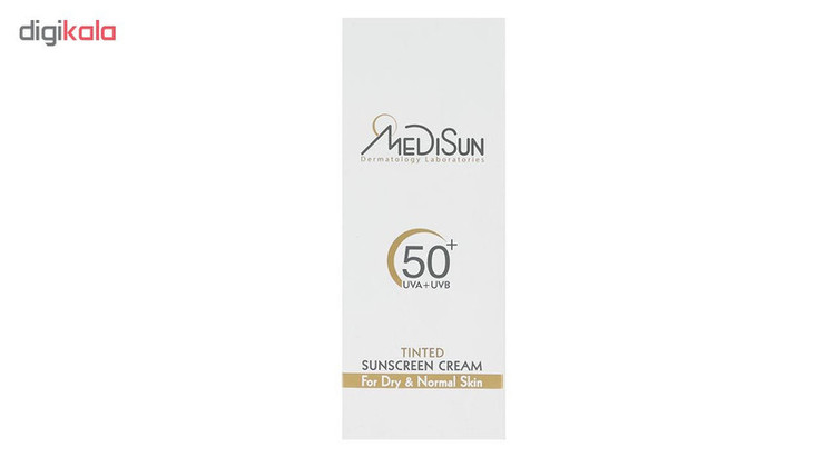 کرم ضد آفتاب رنگی مدیسان SPF 50 مدل Tinted مناسب پوستهای خشک و معمولی حجم 50 میلیلیتر