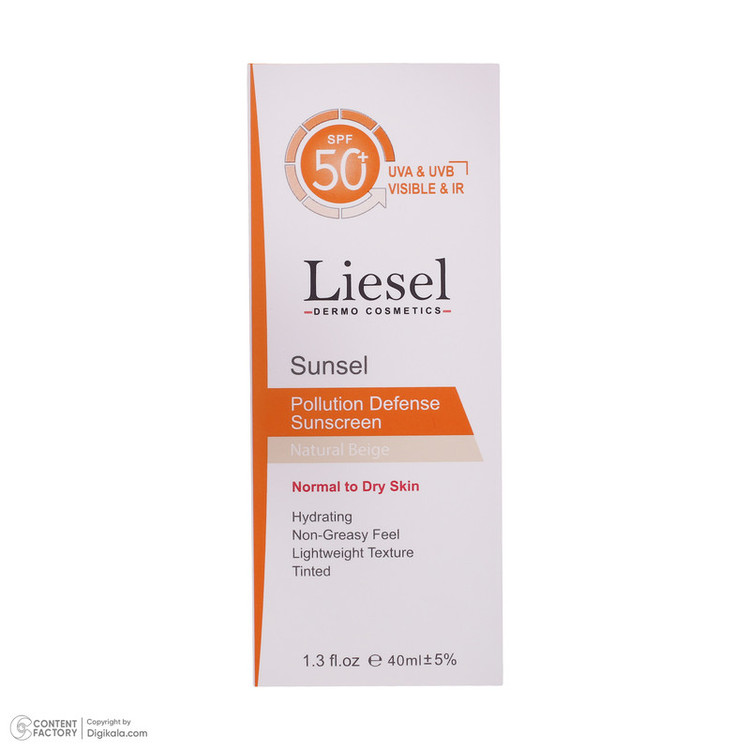 کرم ضد آفتاب رنگی لایسل SPF 50 مدل 01 مناسب انواع پوست حجم 40 میلیلیتر
