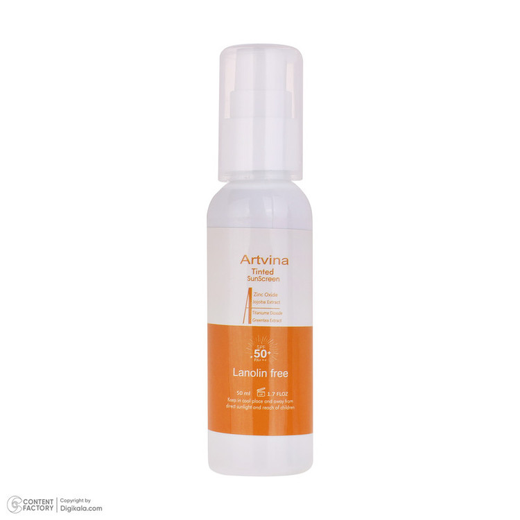 کرم ضد آفتاب رنگی صورت و بدن آرت وینا SPF50 مدل COVER PA+++ مناسب انواع پوست حجم 50 میلیلیتر