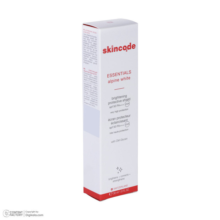 فلوئید ضد آفتاب بی رنگ صورت اسکین کد SPF50 مدل ALPINE محافظ UVA مناسب برای انواع پوست حجم 30 میلی لیتر