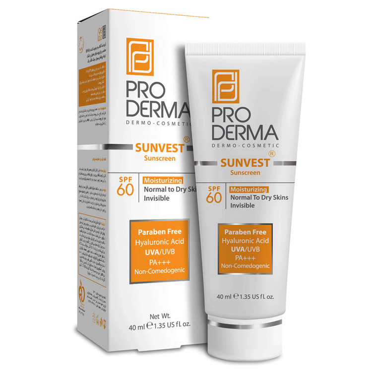 کرم ضدآفتاب و مرطوبکننده پرودرما مدل SPF60، حجم 40 میلیلیتر