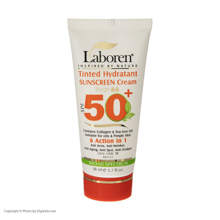 کرم ضد آفتاب رنگی صورت لابورن SPF 50 مدل 02 مناسب برای چرب حجم 50 میلیلیتر