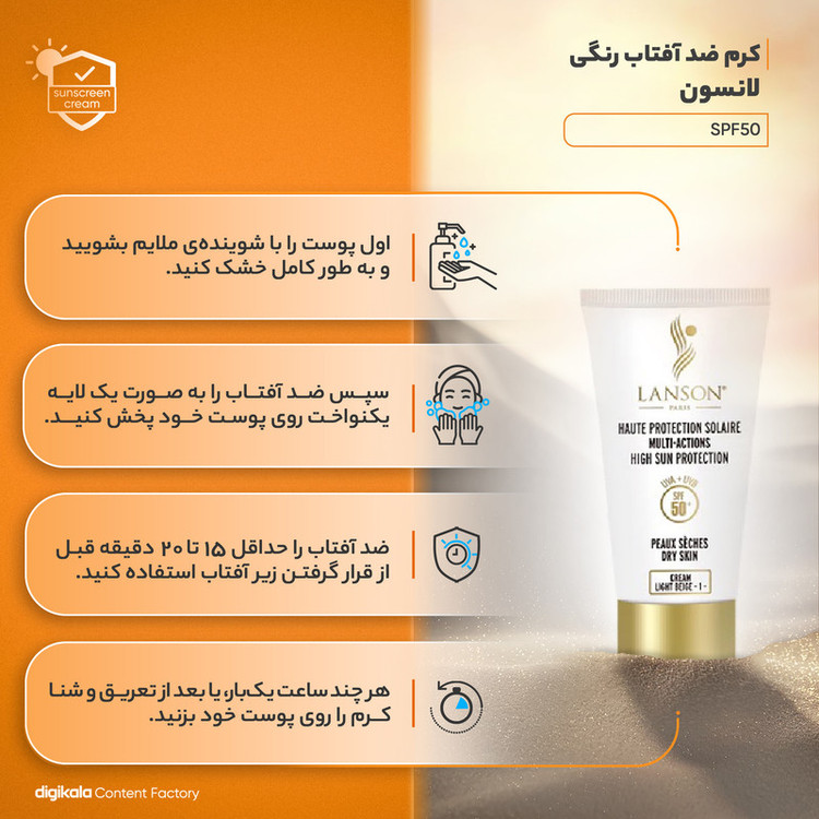 کرم ضدآفتاب لانسون شماره 1، حجم 40 میلیلیتر