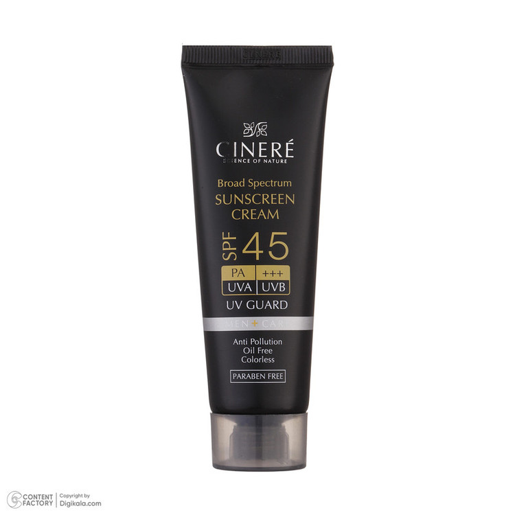 کرم ضدآفتاب آقايان SPF45 سینره، حجم 50 میلیلیتر