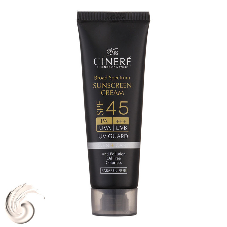 کرم ضدآفتاب آقايان SPF45 سینره، حجم 50 میلیلیتر