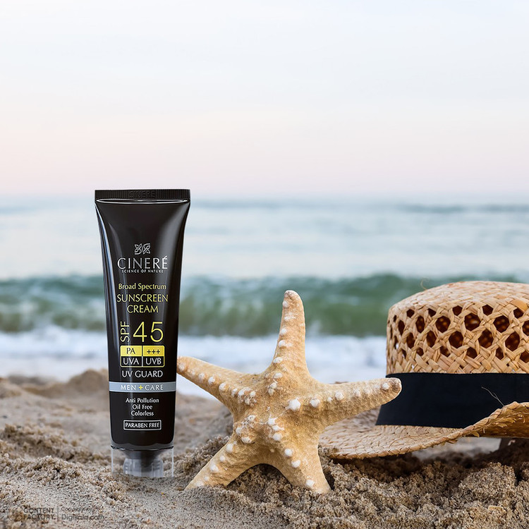 کرم ضدآفتاب آقايان SPF45 سینره، حجم 50 میلیلیتر