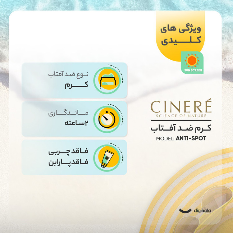 کرم ضدآفتاب آقايان SPF45 سینره، حجم 50 میلیلیتر
