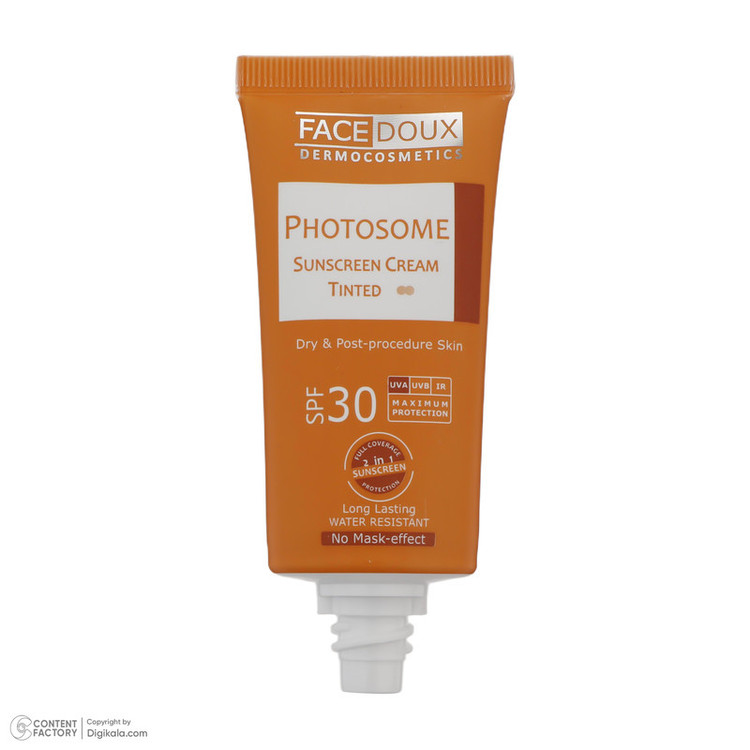 کرم ضد آفتاب رنگی فیس دوکس SPF 30 مدل photosome 02 محافظ اشعه UVA و UVB، ضد آب، مناسب پوست های خشک حجم 40 میلی لیتر