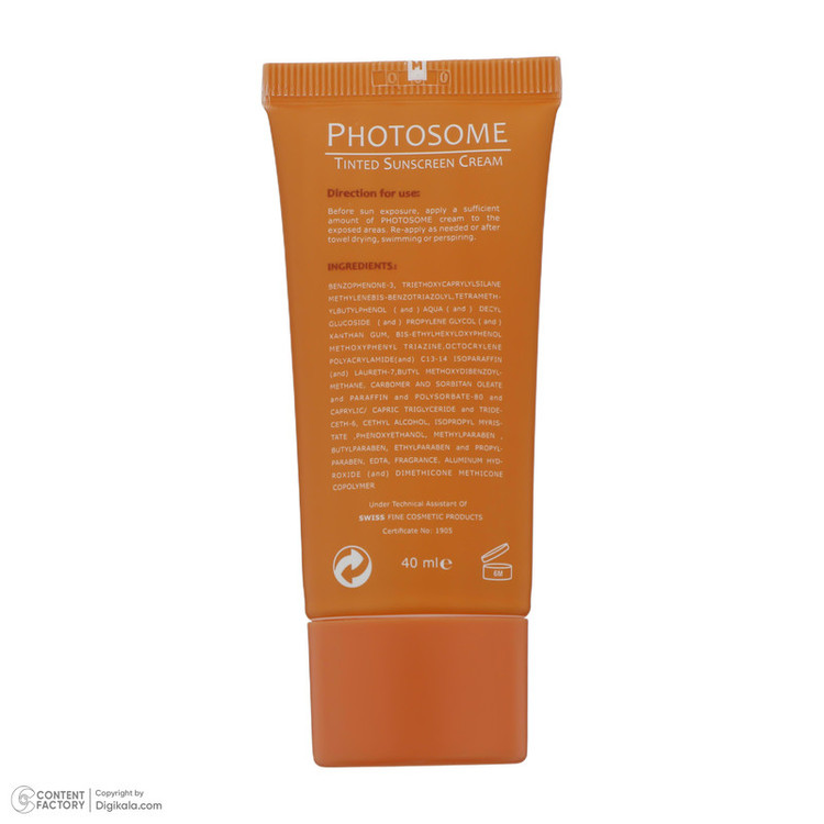 کرم ضد آفتاب رنگی فیس دوکس SPF 30 مدل photosome 02 محافظ اشعه UVA و UVB، ضد آب، مناسب پوست های خشک حجم 40 میلی لیتر