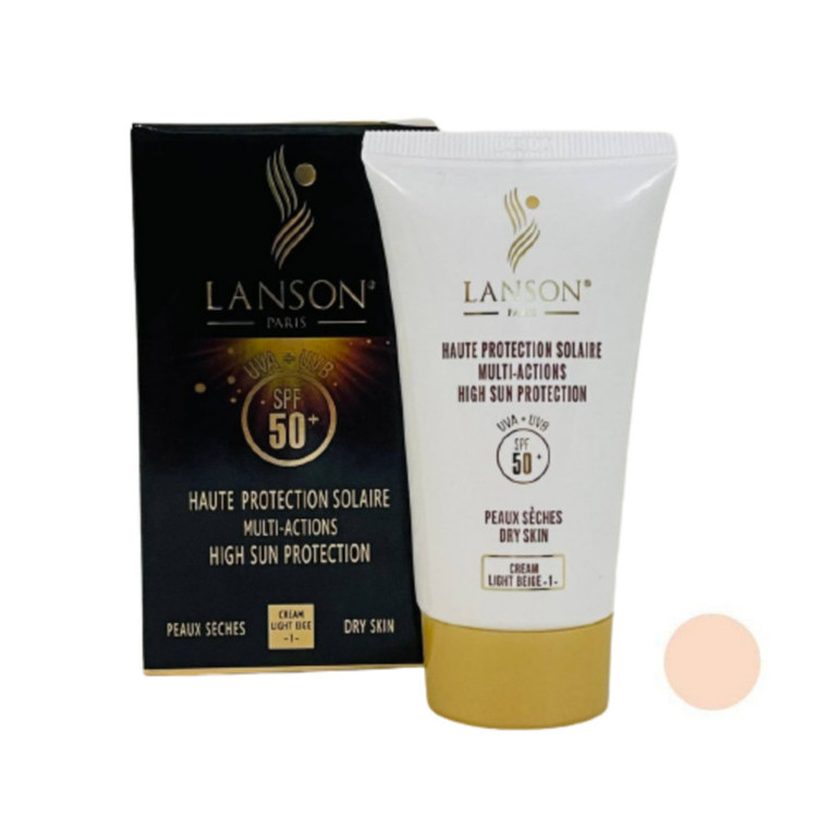 کرم ضدآفتاب رنگی لانسون SPF50 مدل مولتی اکشن شماره 1، مناسب پوستهای خشک، حجم 40 میلیلیتر