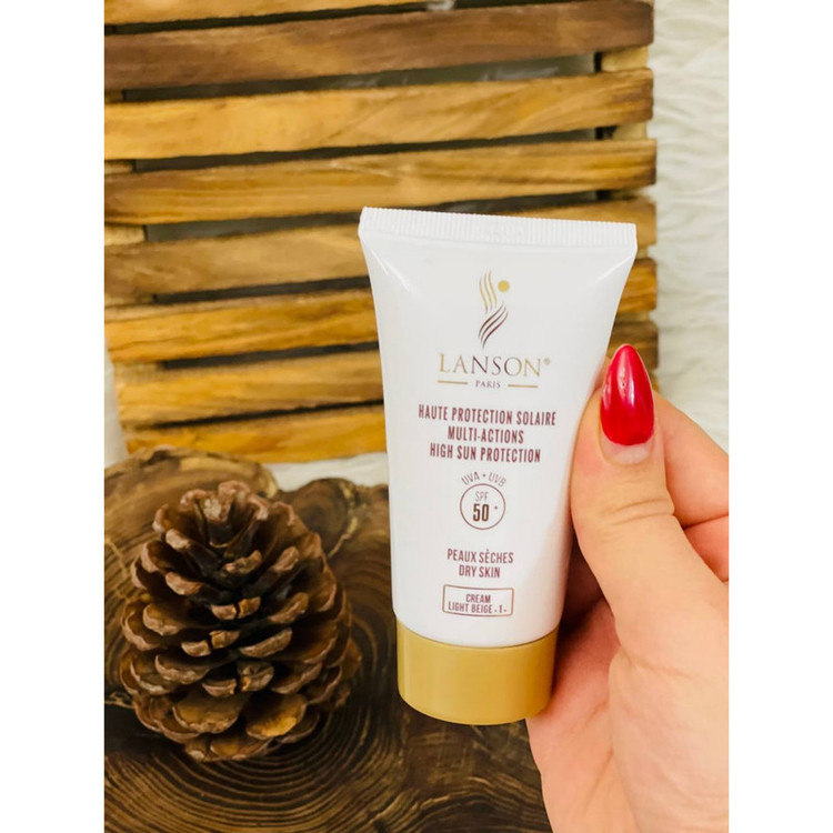 کرم ضدآفتاب رنگی لانسون SPF50 مدل مولتی اکشن شماره 1، مناسب پوستهای خشک، حجم 40 میلیلیتر