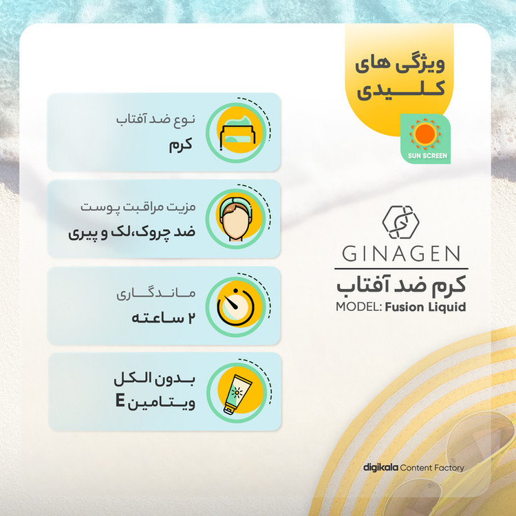 کرم ضدآفتاب ژیناژن مدل فیوژن لیکوئید، حجم 50 میلیلیتر