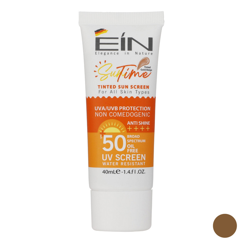 کرم ضد آفتاب رنگی ای آی ان SPF 50 مدل  Suntime Gold ‌مناسب انواع پوست حجم 40 میلی‌لیتر