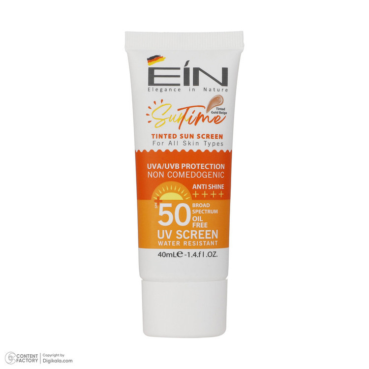 کرم ضد آفتاب رنگی ای آی ان SPF 50 مدل Suntime Gold مناسب انواع پوست حجم 40 میلیلیتر