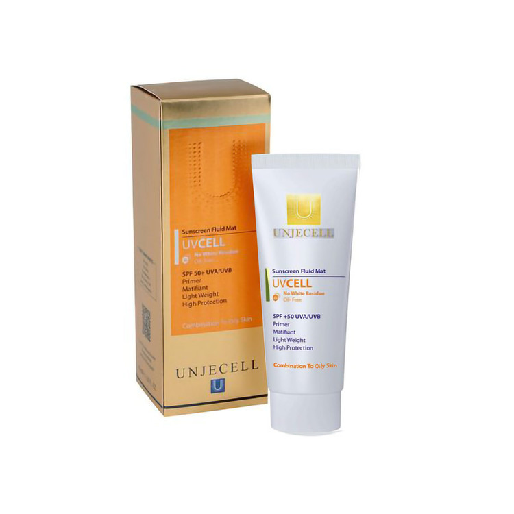 کرم ضد آفتاب بی رنگ آنژسل SPF50 مدل UVCELL مناسب پوست چرب حجم 40 میلی لیتر