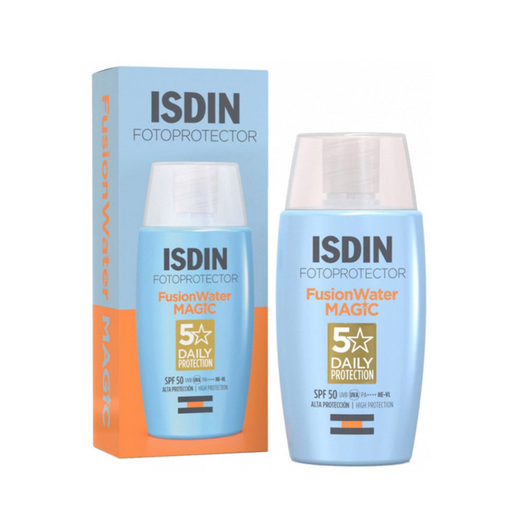 کرم ضد آفتاب بدون رنگ ایزدین SPF 50 مدل water_magic مناسب برای انواع پوست حجم 50 میلیلیتر