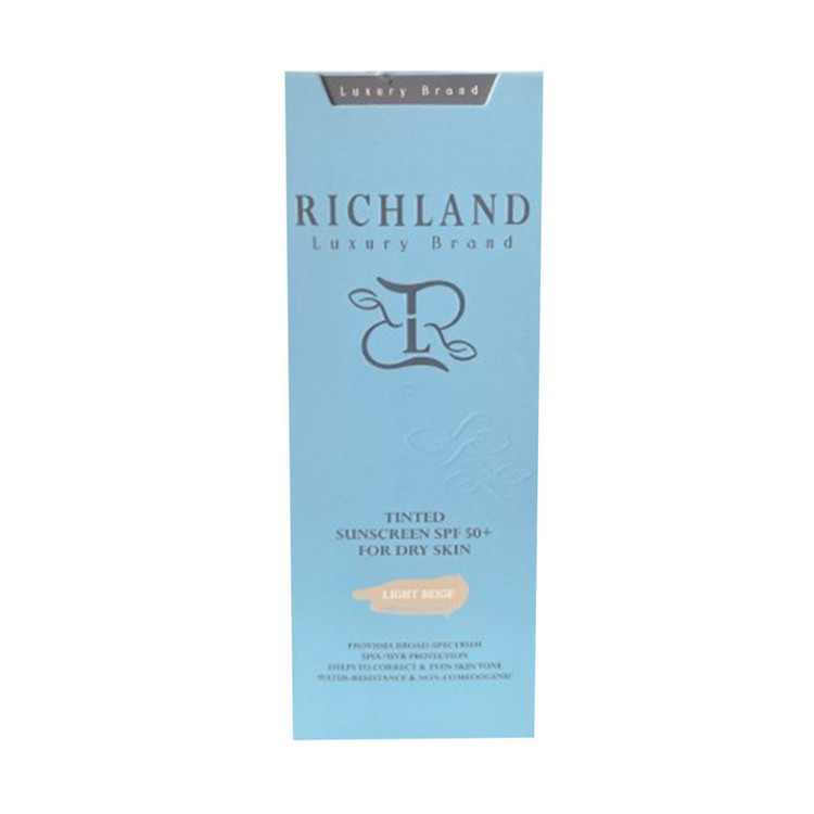 کرم ضد آفتاب رنگی صورت ریچلند SPF 50 مدل tinted محافظ در برابر اشعه UVA و UVB مناسب برای پوست خشک حجم 40 میلیلیتر