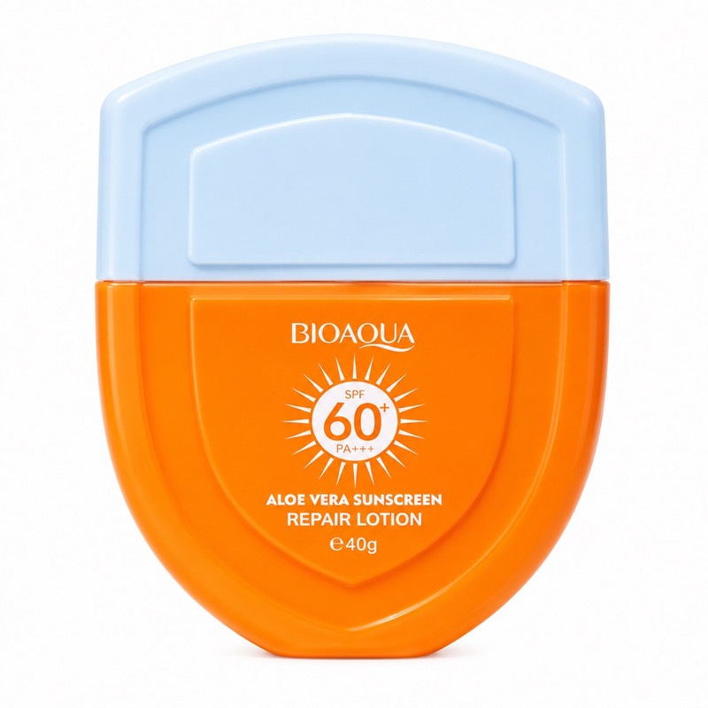 کرم ضد آفتاب بی‌رنگ صورت بایو آکوا SPF 60 مدل Aloe Vera ‌محافظ در برابر PA+++ مناسب برای انواع پوست حجم 40 میلی‌لیتر