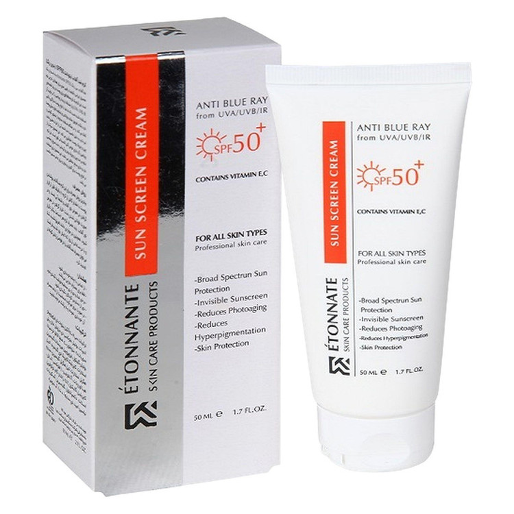 کرم ضد آفتاب بدون رنگ ایتونانت +SPF50 مدل مینرال محافظ UVA ،UVB، ، ضد چروک، مرطوبکننده، مناسب انواع پوست حجم 50 میلیلیتر