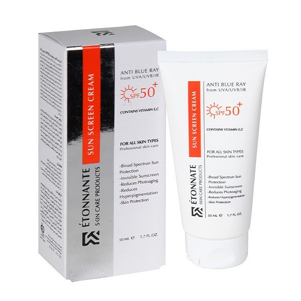 کرم ضد آفتاب بدون رنگ ایتونانت +SPF50 مدل مینرال محافظ UVA ،UVB، ، ضد چروک، مرطوبکننده، مناسب انواع پوست حجم 50 میلیلیتر