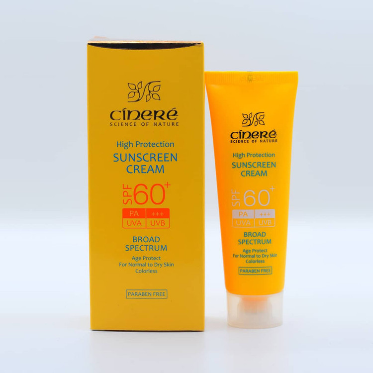 کرم ضد آفتاب بدون رنگ سینره، SPF60، مدل اولترا، مناسب پوست معمولی و خشک و حجم 50 میلیلیتر، محافظت کننده در برابر اشعه UVA و UVB، بدون پارابن، +++PA، ضد پیری پوست، با ماندگاری 2 ساعته