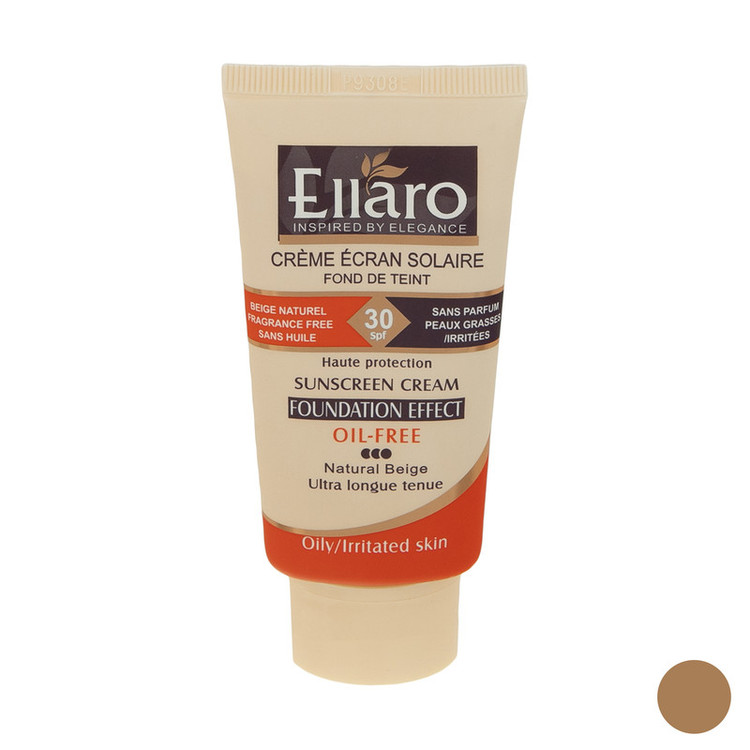 کرم ضد آفتاب رنگی الارو SPF30 سری Foundation Effect مدل Natural Beige محافظ UVB، مناسب پوستهای چرب و حساس تحت لیسانس حجم 40 میلیلیتر