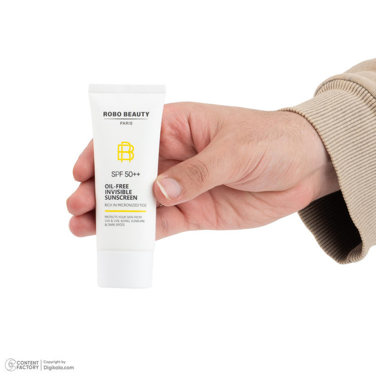 کرم ضد آفتاب بیرنگ صورت روبو بیوتی SPF 50 مدل Niacinamide محافظ UVA،UVB مناسب برای انواع پوست حجم 40 میلی لیتر