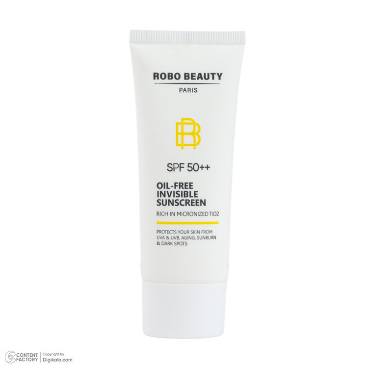 کرم ضد آفتاب بیرنگ صورت روبو بیوتی SPF 50 مدل Niacinamide محافظ UVA،UVB مناسب برای انواع پوست حجم 40 میلی لیتر