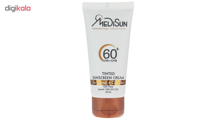 کرم ضد آفتاب رنگی مدیسان SPF 60 مدل Tinted مناسب پوستهای چرب و معمولی حجم 50 میلیلیتر