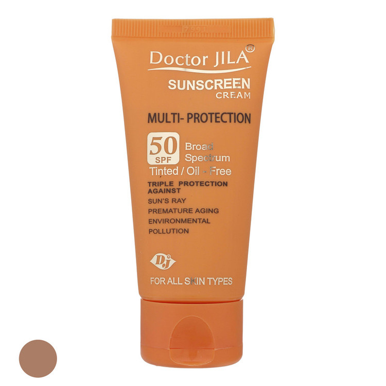 کرم ضد آفتاب رنگی دکتر ژیلا SPF 50 مدل Multi-Protection مناسب انواع پوست وزن 50 گرم