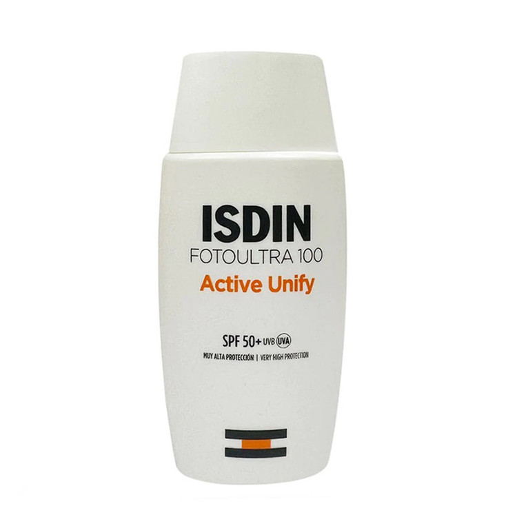 کرم ضدآفتاب بدون رنگ ایزدین SPF50 مدل FOTOULTRA 100 ACTIVE UNIFY مناسب انواع پوست، حجم 50 میلیلیتر