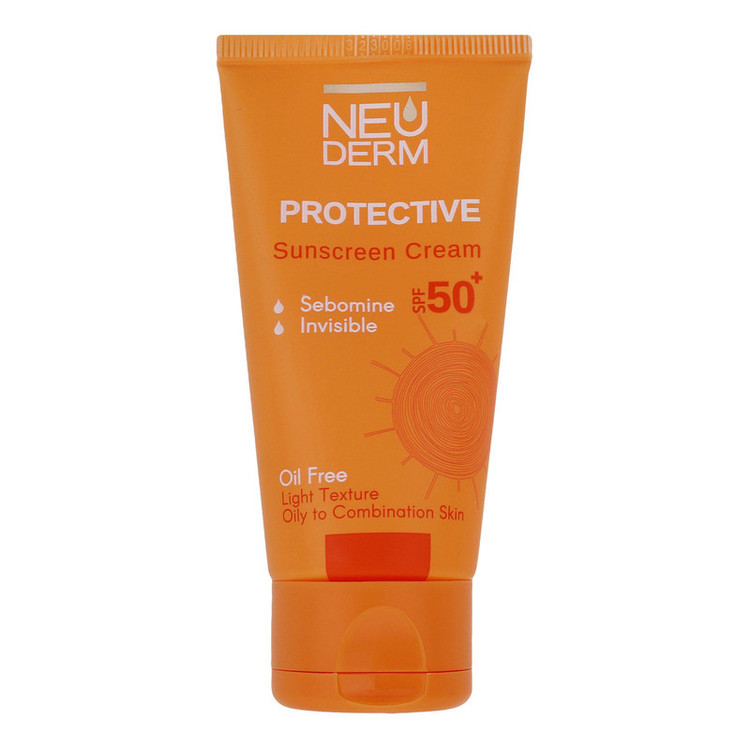 کرم ضدآفتاب بیرنگ نئودرم مدل Highly Protective SPF50، مناسب پوستهای چرب تا مختلط، حجم 50 میلیلیتر