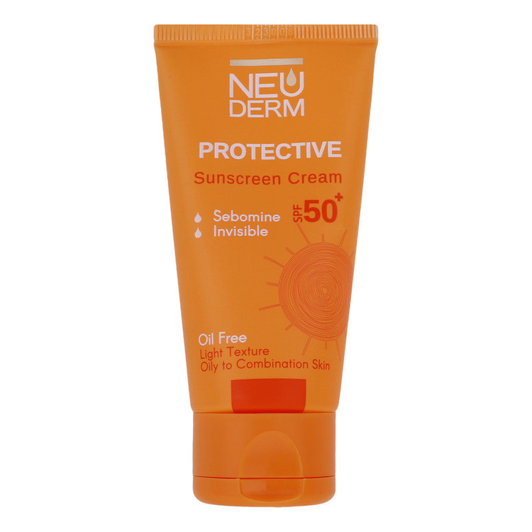 کرم ضدآفتاب بیرنگ نئودرم مدل Highly Protective SPF50، مناسب پوستهای چرب تا مختلط، حجم 50 میلیلیتر