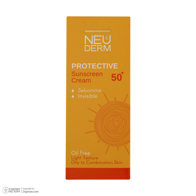 کرم ضدآفتاب بیرنگ نئودرم مدل Highly Protective SPF50، مناسب پوستهای چرب تا مختلط، حجم 50 میلیلیتر