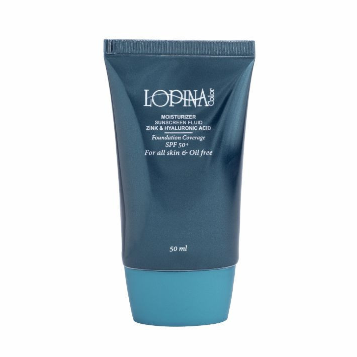 فلوئید ضد آفتاب رنگی صورت لوپینا کالر SPF 50 مدل strong coverage محافظ UVA ،UVB و PA+++ مناسب برای انواع پوست حجم 50 میلیلیتر