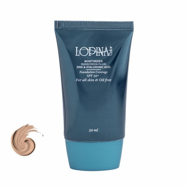 فلوئید ضد آفتاب رنگی صورت لوپینا کالر SPF 50 مدل strong coverage ‌محافظ UVA ،UVB و PA+++ مناسب برای انواع پوست‌ حجم 50 میلی‌لیتر