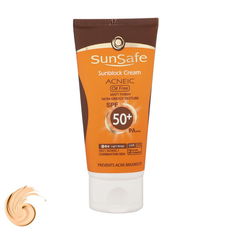 کرم ضدآفتاب و آنتیآکنه رنگی سانسیف مدل SPF50، مناسب پوستهای چرب، حجم 50 میلیلیتر