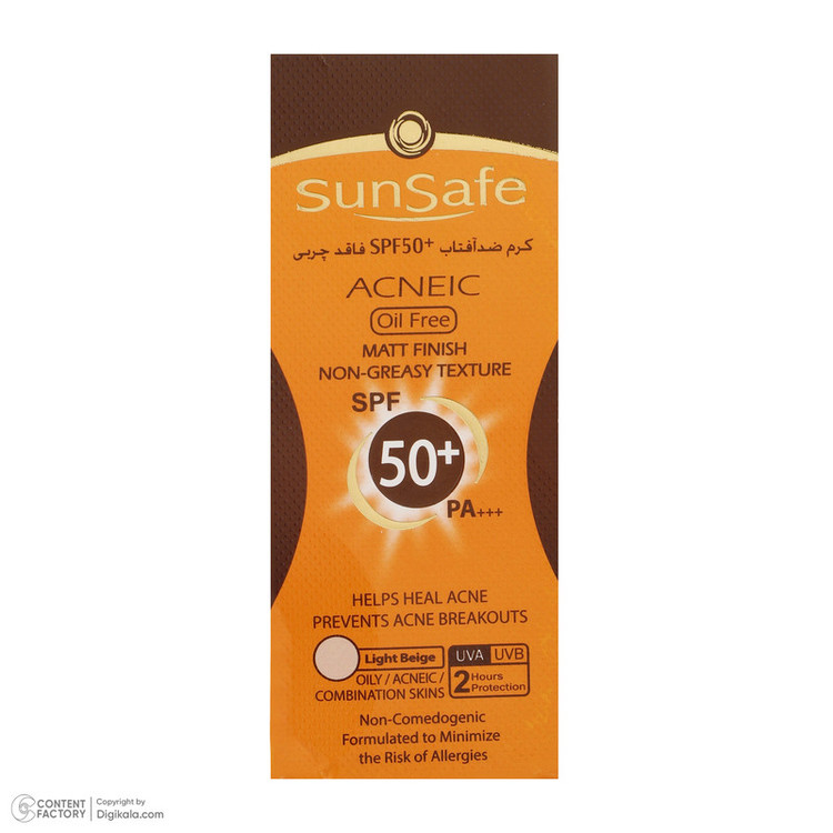 کرم ضدآفتاب و آنتیآکنه رنگی سانسیف مدل SPF50، مناسب پوستهای چرب، حجم 50 میلیلیتر