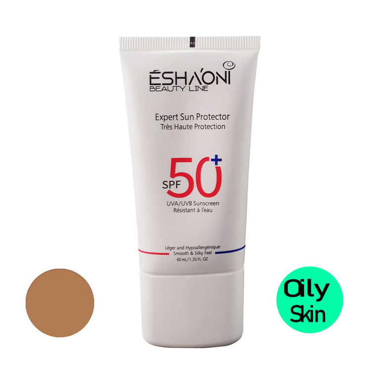 فلوئید ضد آفتاب رنگی اشااونی SPF50 مدل 02 مناسب پوست های چرب و آکنه دار حجم 40 میلیلیتر
