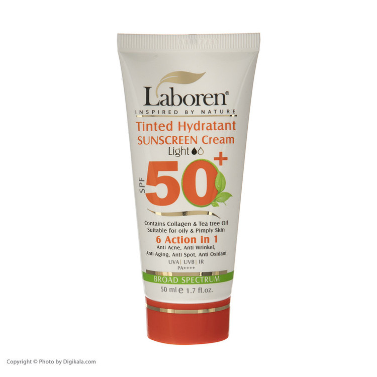 کرم ضد آفتاب رنگی لابورن +SPF50 کد 01 حجم 50 مناسب پوست های چرب حجم 50 میلیلیتر
