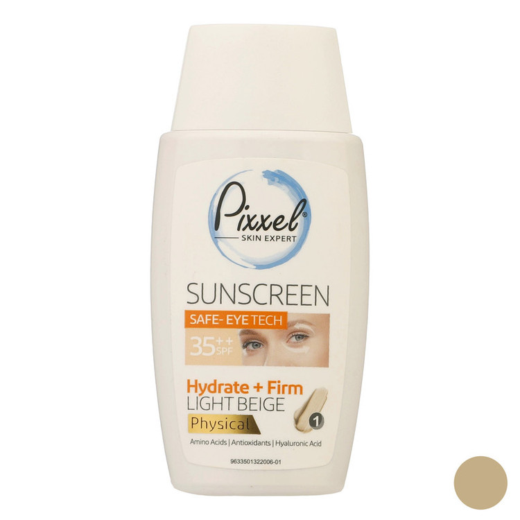 کرم ضدآفتاب رنگی دور چشم و صورت پیکسل SPF35 مدل Physical، حاوی محافظ UVA ،++PA و UVB، ضد پیری، مرطوبکننده، مناسب انواع پوست حجم 50 میلیلیتر