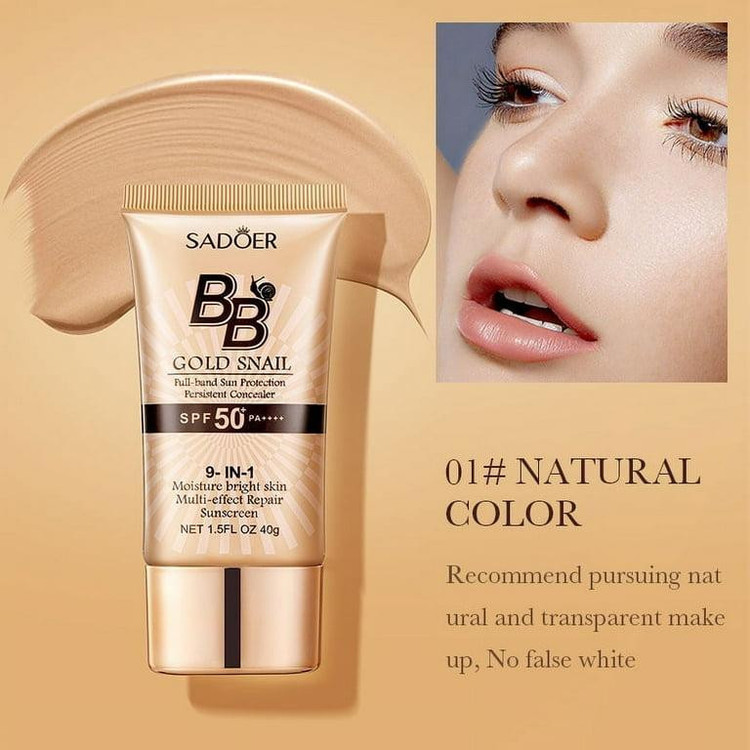 کرم ضدآفتاب رنگی سادور SPF 50 مدل حلزون محافظ UVA و ++++PA آبرسان مناسب انواع پوست حجم 40 میلی لیتر